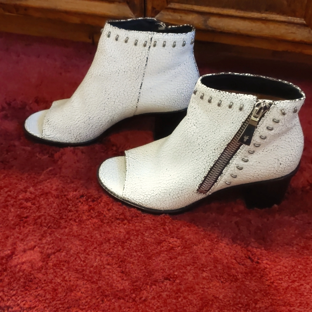 Frye Brielle Rebel Crackle Peep Toe Booties